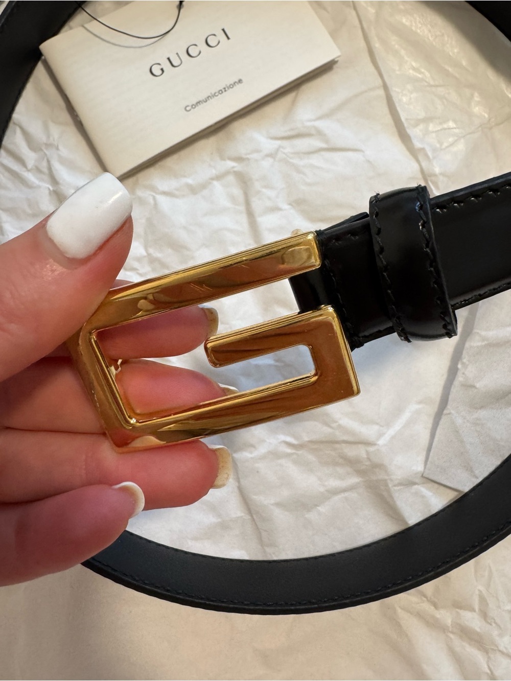 Gucci Black Leather Belt with Gold G Buckle
